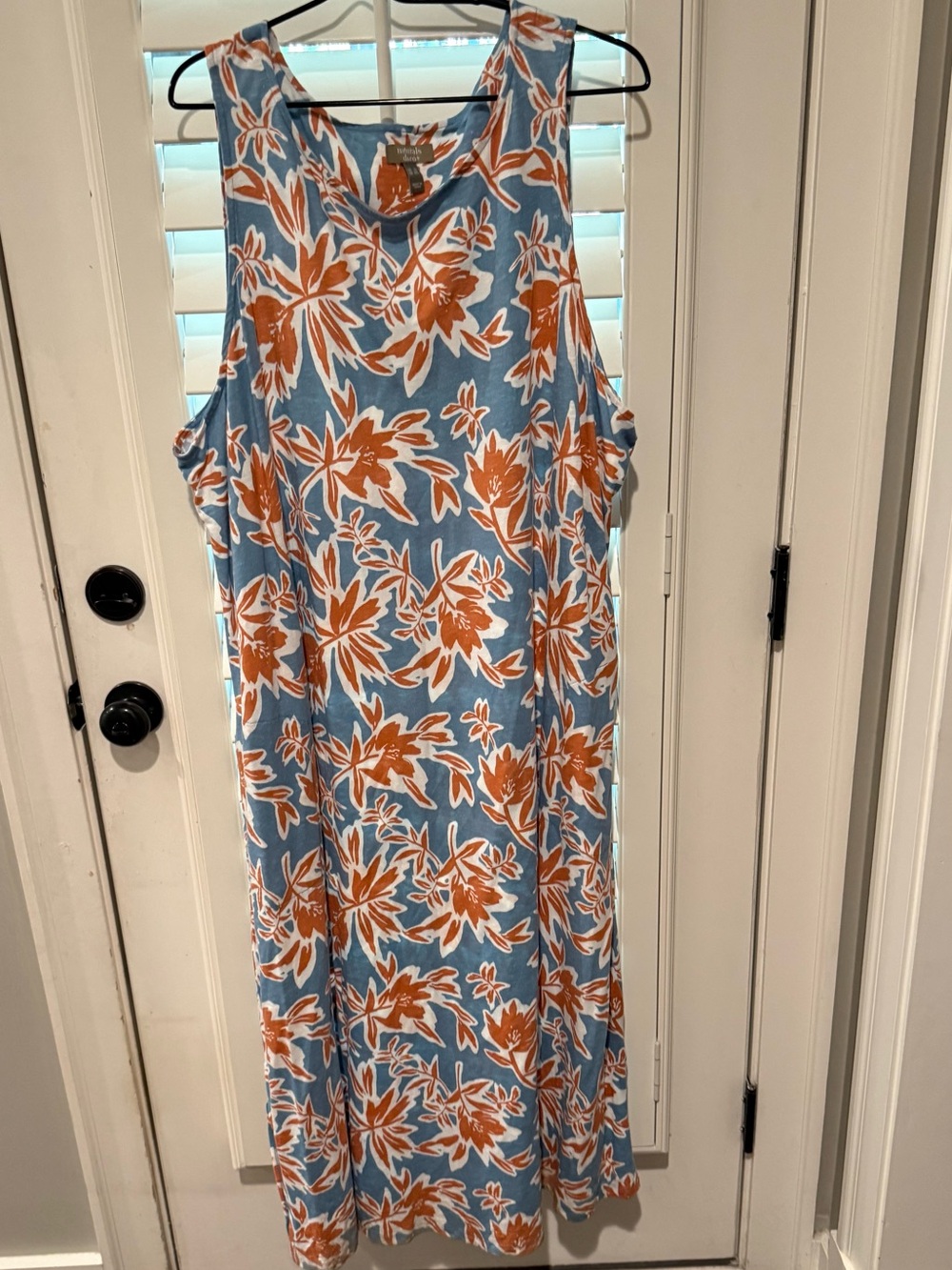 Blue and rust perfect fall colors- Floral Maxi Dress in Blue and Rust size 3X